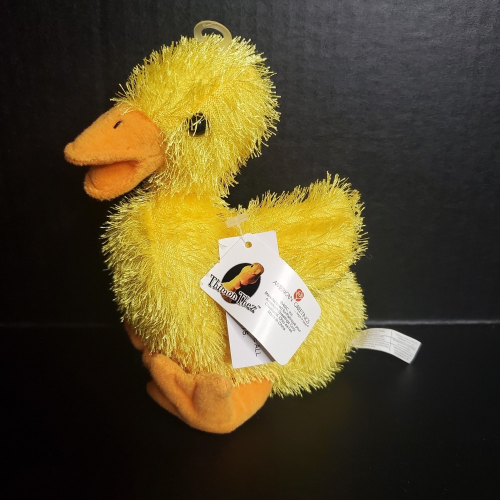 American Greetings Thimon Thez Yellow Fzzy Duck Plush 7" Stuffed Animal NWT